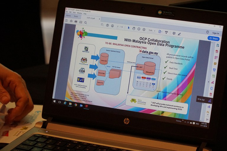 OCP Collaboration With Malaysia Open Data Programme photo of slides on laptop