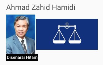Image of Ahmad Zahid Hamidi with blacklist tag on Wakil Rakyat