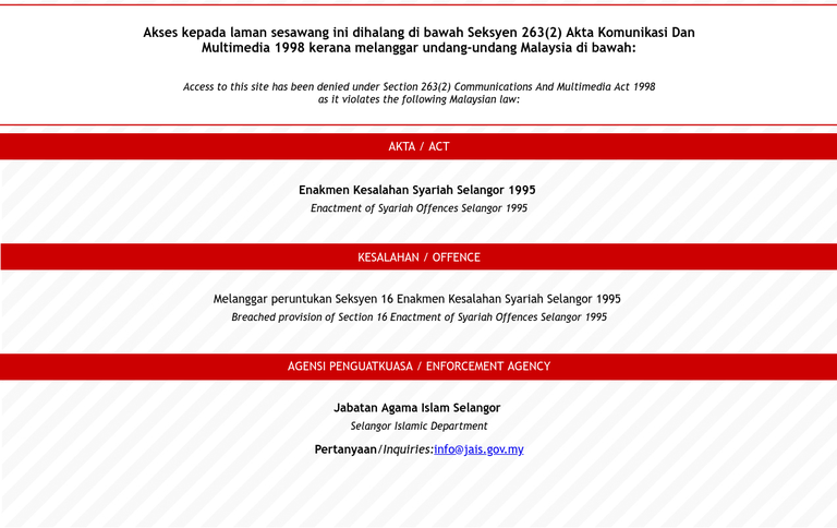 Breached provision of Section 16 Enactment of Syariah Offences Selangor 1995