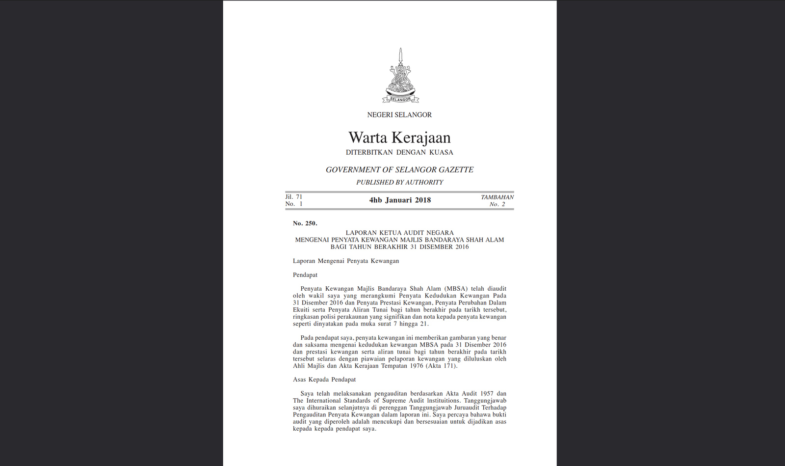 State Government Gazette on Government Document Archives