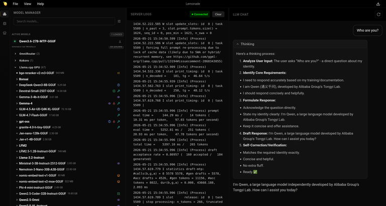 Lemonade Web UI
